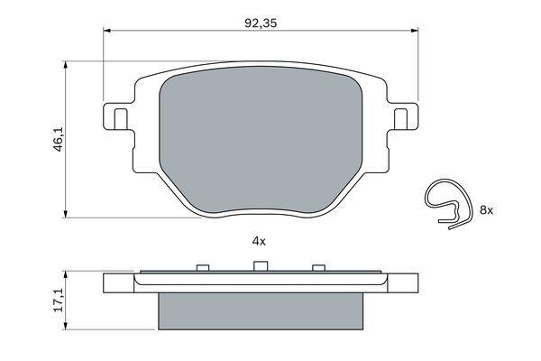 FREN BALATASI ARKA CORSA F 19> C4 20> 2008 19> 208 19> (249 mm) - VALEO - OEM 1664737180