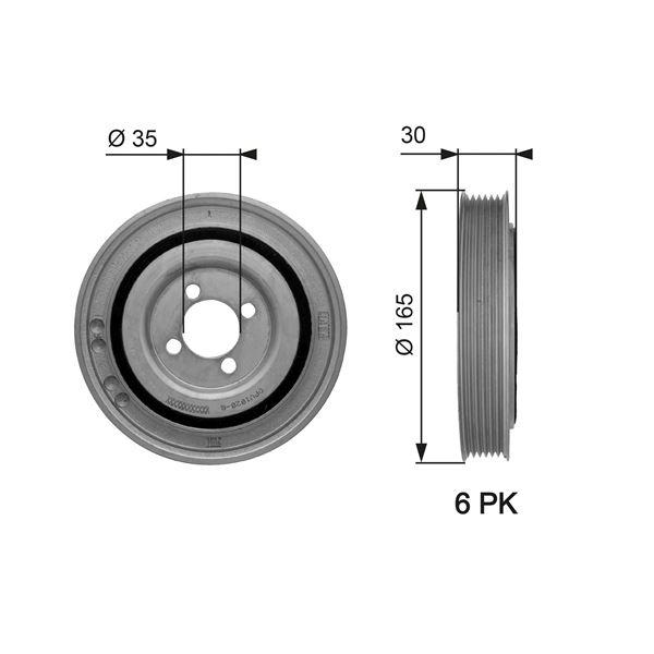 KRANK KASNAĞI FIAT DOBLO-GRANDE PUNTO-IDEA-PANDA-PUNTO-CORSA C-D-E-ASTRA H-J-MERIVA 1.3 DMJT 1.3D MJT (6 OLUK) (614227) - GATES - OEM 55200498
