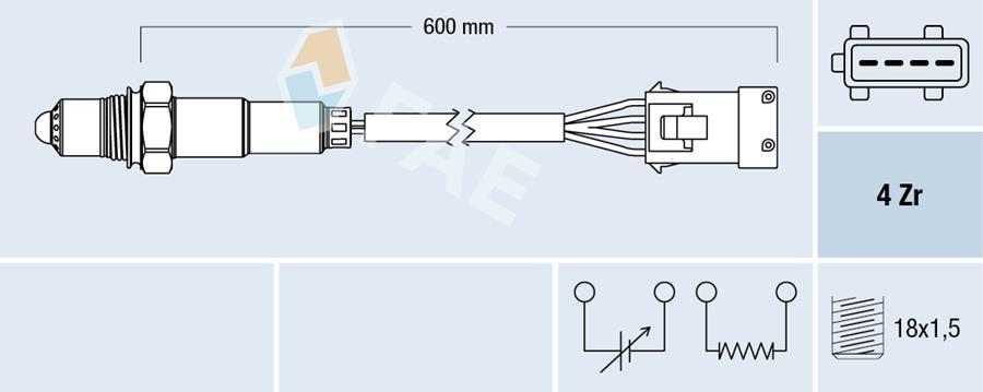 OKSİJEN SENSÖRÜ P206-P306-P307-P406-P407-PARTNER-BERLINGO-C2-C3-C5-SAXO-XSARA 1.4-1.6-1.8 16V (98-05) - FAE - OEM 1628.KN
