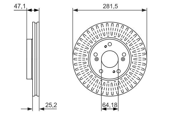 FREN DİSKİ. ÖN. [281.5 /25-23 MM]. HAVA KANALLI. YÜKSEK KARBON ALAŞIMLI. CİVATA KİTİ - BOSCH