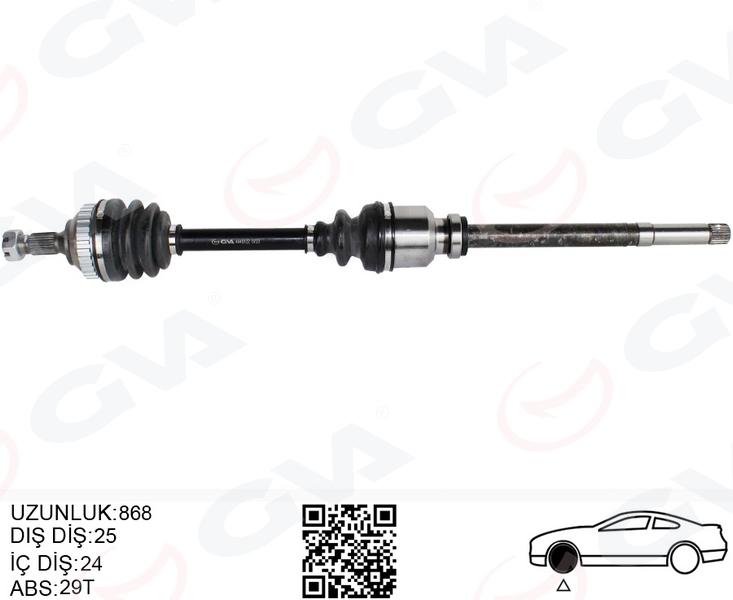 AKS KOMPLE SAĞ PEUGEOT PARTNER 96>08 CITROEN BERLINGO 96>08 XSARA 98>05 (29 DİŞ ABS`Lİ - 25x24x884) - GVA - OEM 3273.9Z
