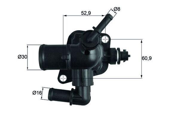 TERMOSTAT 88 °C FIAT EGEA 16> DOBLO 15>23 FIORINO 09> 1.3D MJET EURO 6 PSA BIPPER-NEMO 1.4 HDİ 2010 => - MAHLE - OEM 1607738580