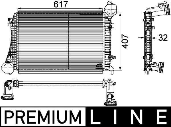 TURBO RADYATÖRÜ (INTERCOOLER) A3-CADDY III-GOLF V-JETTA III-OCTAVIA-TOURAN 1.9TD I (617x407x32) - MAHLE - OEM 1K0145803F