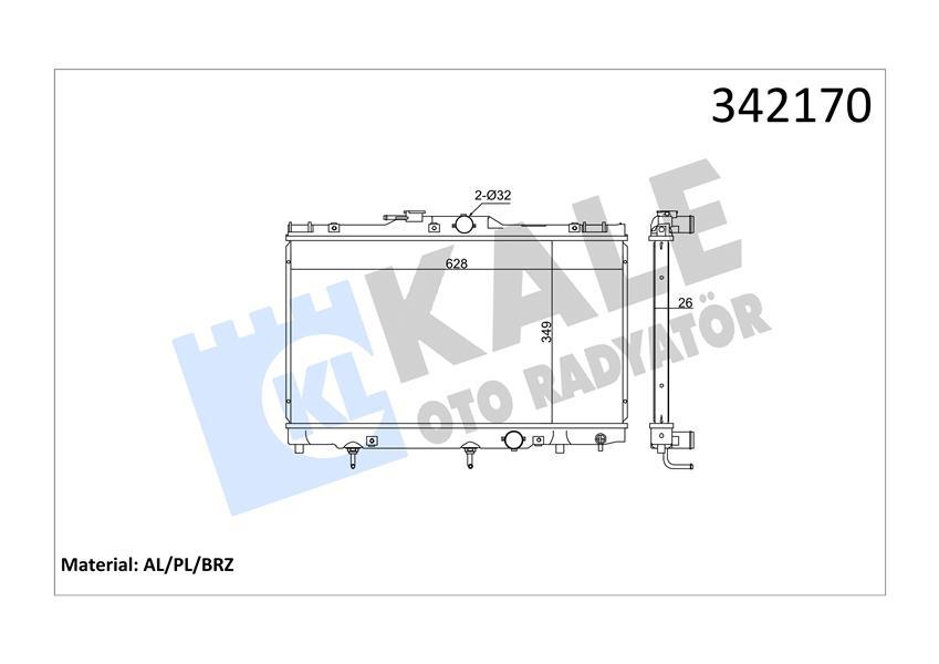 RADYATOR COROLLA 1.4 1.6 (00-02) (AT) AL PL BRZ - KALE - OEM 16400-0D030
