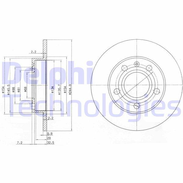 FREN DISKI ON PASSAT(96-11.00) A4(94-00) A8(96-10) PHAETON 02>(280x22x5DLxHAVALI) - DELPHI - OEM 8E0615601P