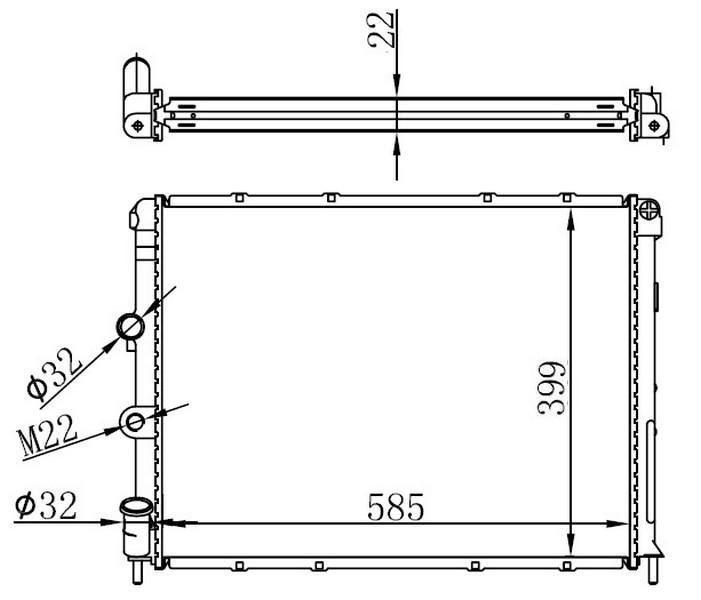 RADYATOR MEGANE I (95 99) SCENIC (00 03) 1.6 2.0I 1.9DTI (AC+MEK) (585x388x26) - ORIS - OEM 7700838133