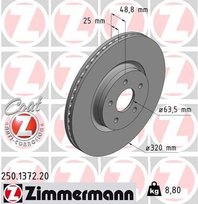 ON FREN AYNASI CONNECT 12 > FOCUS III 11>15 KUGA 12>14 VOLVO V40 T2-T3-T4-T5 C30 06>12 C70 II 07>12 S40 II 05>12 V50 04> - ZIMMERMANN - OEM CV611125FA