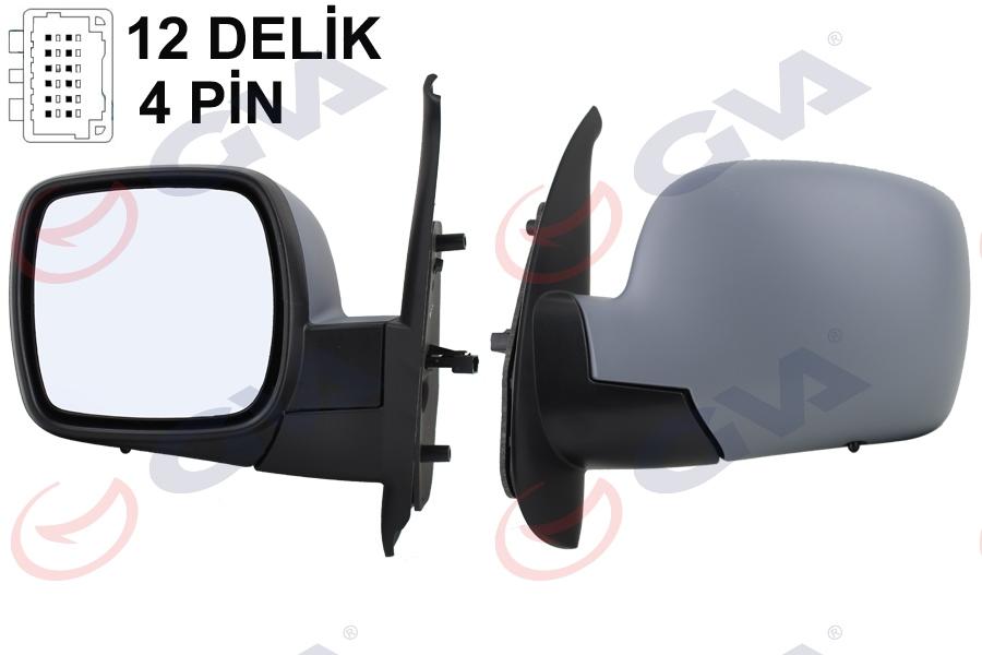 DIŞ DİKİZ AYNASI SOL KANGOO 08> ELEKTRİKLİ+ISITMALI+ASTARLI+KONVEKS 5 FİŞ VM-6131EHPL - GVA - OEM 7701068840