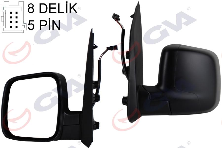 DIŞ DİKİZ AYNASI SOL FIORINO-BIPPER-NEMO 07> ELEKTRİKLİ+ISITMALI+KONVEKS 5 FİŞ VM-6115EHL - GVA - OEM 735460571