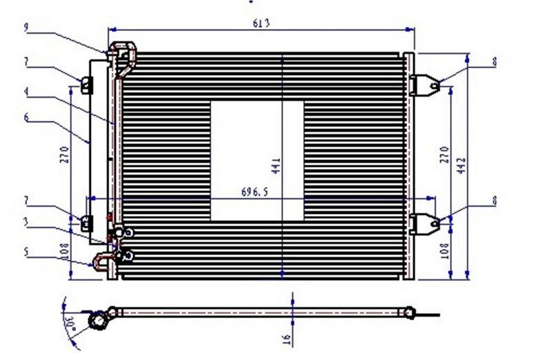 KLİMA KONDENSERİ PASSAT VII 1.6I-1.9 TDI 05=> (615X425X16) (OTO.-MEK.) - ORIS - OEM 3C0820411C