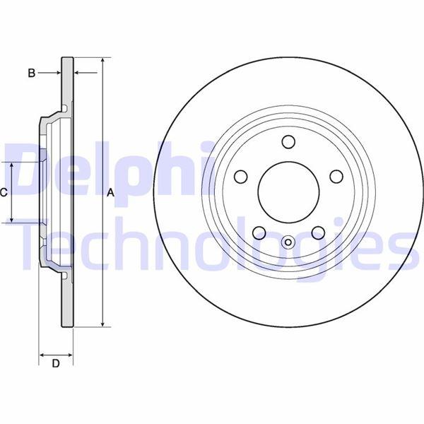 FREN DİSKİ (ÇİFTLİ PAKET) - BOYALI. DELİKSİZ ARKA AUDI A4. A5 05/2015 > - DELPHI - OEM 8W0615601C