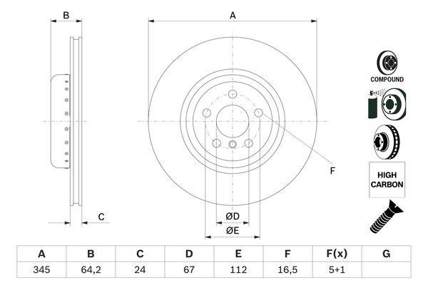 FREN DISKI ARKA BMW G20 G21 G22 G23 G26 G30 G31 G38 G32 G11 G12 G14 G15 G16 G01 G02 G05 G29 - BOSCH - OEM 34216860925