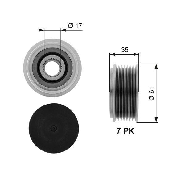 ALTERNATÖR KASNAĞI (RULMANLI) TRANSİT 2.4 TDCI (00-06) (ALTERNATÖR OEM NO İÇİN: 2C1T10300BA - GATES - OEM 1498518