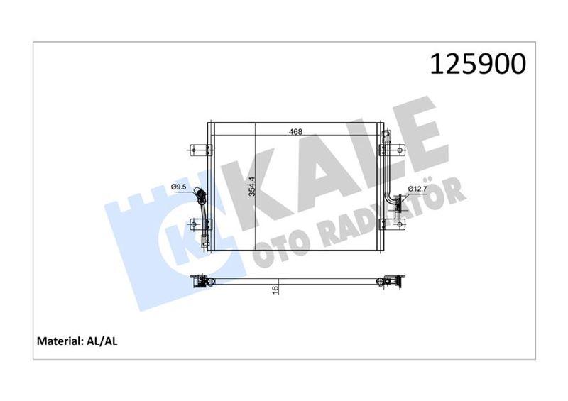 KONDENSER PALIO 1.2 1.6 16V ALBEA 1.2 1.4 1.6 16V 1.3 MJTD STRADA 1.2 1.3D MJET AL/BRZ - KALE - OEM 46834668