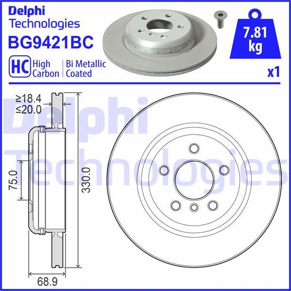 FREN DİSKİ Bİ-METALİK ALÜMİNYUM GÖVDELİ (TEKLİ) ARKA BMW 5 SERİES 06/2009-02/2017 - DELPHI