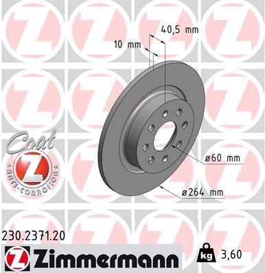ARKA FREN AYNASI CORSA E 14> ADAM 13> PUNTO EVO-GRANDE PUNTO 05> (264x10x4DLxHAVALI 15 İNÇ) (55700592) - ZIMMERMANN - OEM 93167282