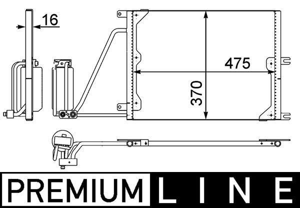 KLİMA KONDENSERİ (KURUTUCU İLE) VECTRA B 2.0DTI 16V-2.2DTI 16V (475x370x16) - MAHLE - OEM 52484484