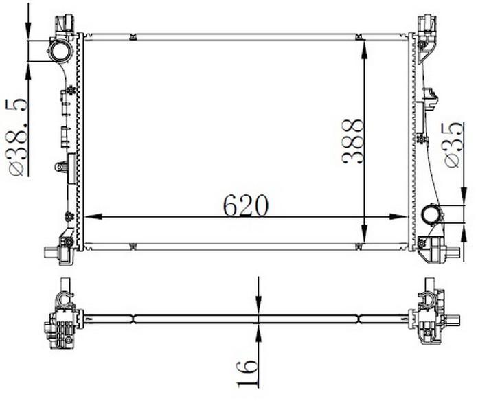 MOTOR SU RADYATÖRÜ FIAT EGEA 15> 1.3D MTJ 1.4 (AL-PL-BRZ) (620x388x16) - ORIS - OEM 52052220