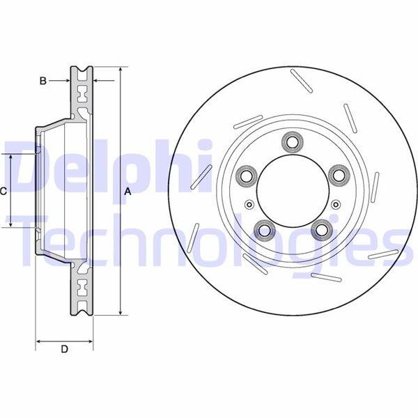 FREN DİSKİ (TEKLİ PAKET) - BOYALI. DELİKLİ ARKA PORSCHE PANAMERA 09/2009 > - DELPHI - OEM 298615602A