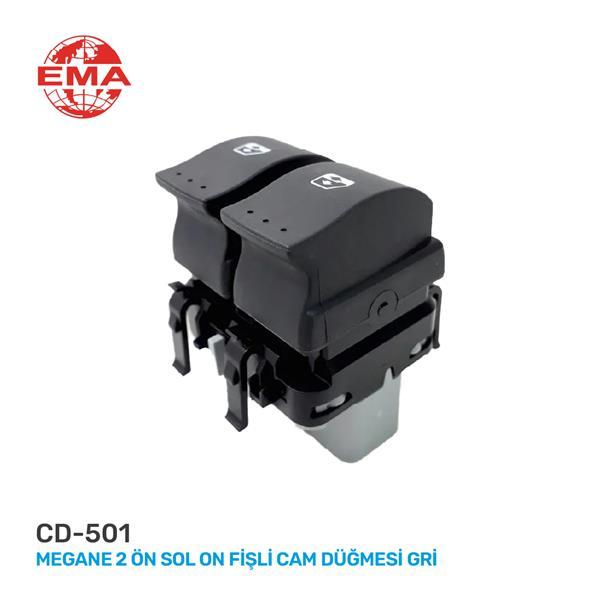 CAM AÇMA ANAHTARI ÖN SOL MEGANE 2 (10 FİŞLİ) GRİ — EMA CD-501 - EMA