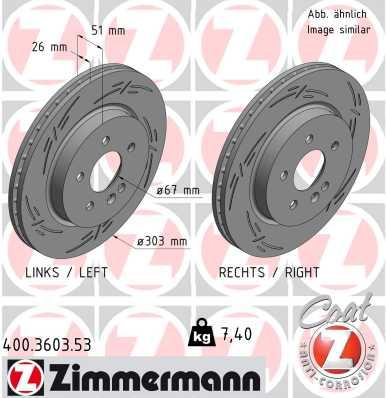 FREN DISKI ON MERCEDES ML-CLASS W163 98>05 — ZIMMERMANN 400.3603.53 - ZIMMERMANN - OEM A1634210212