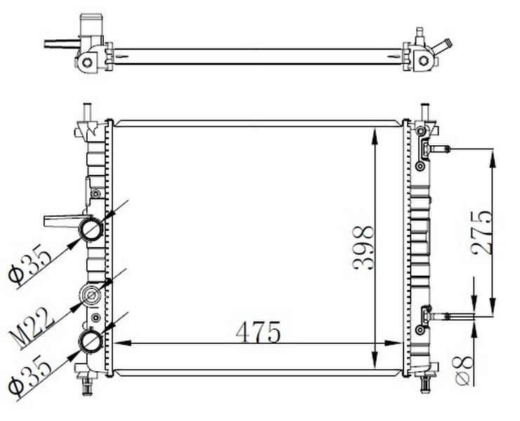 RADYATOR BRAVA BRAVO MAREA 1.6 16V (96 02) (AC+Otom.) (475x395x22) - ORIS - OEM 46535007