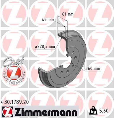 ARKA KAMPANA CORSA D 07> CORSA E 14> ADAM 13> PUNTO-GRANDE PUNTO 05> (274x228x61x48x4DL 14 İNÇ) (51901444-51901443-55703043) - ZIMMERMANN - OEM 55704058