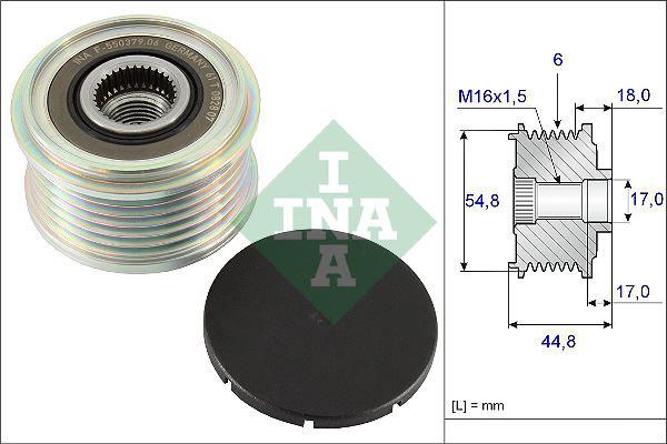 ALTERNATÖR KASNAĞI CLIO II-MGN-KNG-SCENIC (K4M-K4J-K9K-F4P) (6 KANAL) (RULMANLI) (AYARLI) - INA - OEM 7701477689