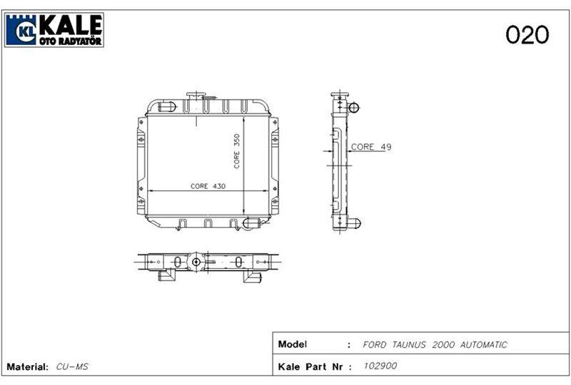 RADYATOR P 100 PICK UP 3 SIRA PA - KALE - OEM KST8005AA