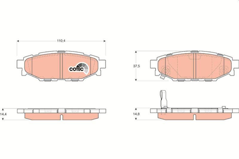 FREN BALATASI ARKA 110 mm SUBARU LEGACY IV 2.0.2.5 03 - - TRW - OEM 26696AG010