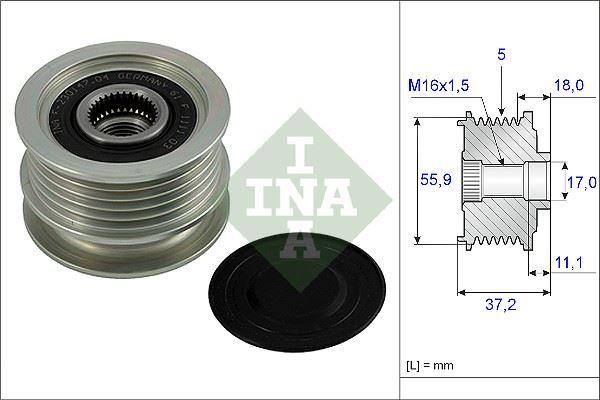 ALTERNATÖR KASNAĞI (RULMANLI) POLO 1.7 SDI-1.9D-SDI (94-01)-SEAT AROSA 1.7 SDI (97-04) - INA - OEM 038903119Q