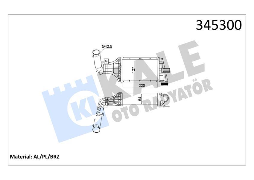 (x) TURBO RADYATÖRÜ (INTERCOOLER) ASTRA G-ZAFIRA A (AL/PL/BRZ) (220x127x64) - KALE - OEM 1302114