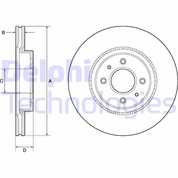 ÖN FREN DİSKİ (HAVA KANALLI) KIA RIO 1.1L 1.2L 1.4L D3FA 1.2L G4LA G4FA D4FC 12-17 (280 çap x 4 bijon) - Takım disk fiyatıdır - DELPHI - OEM 517121W050
