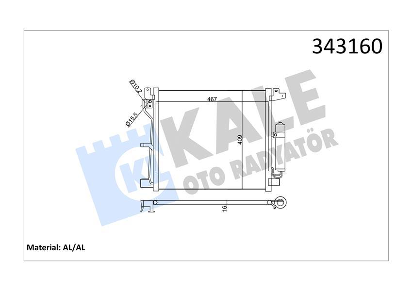 KLİMA RADYATÖRÜ (KONDENSER) NISSAN JUKE 1,5L K9K (110hp) F15 10-19 - KALE - OEM 921001FE0B