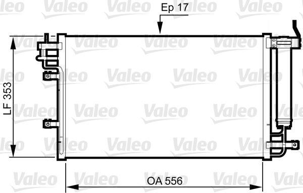 KLİMA KONDENSERİ KIA CERATO 1.6 04=> (556x353x17) - VALEO - OEM 976062F000