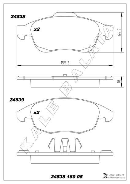 FREN BALATASI ON PARTNER TEPE 2008 C4 PICASSO 1.6 HDI DS4 DS5 - KALE BALATA - OEM 425413
