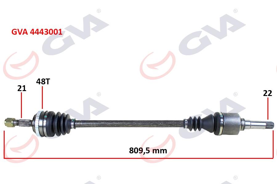 KOMPLE AKS SAĞ PEUGEOT 106 II 1.4i (96-02) ABS`Lİ (48DİŞ) (809mm) - GVA - OEM 3273.7H