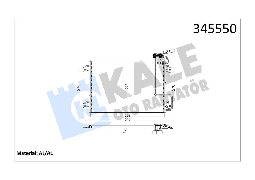 KLİMA KONDENSERİ SCENIC I (99-03) 1.4 16V-2.0 16V-1.9DCI (F9Q.7.34) (538x381x16) - KALE - OEM 7700434383