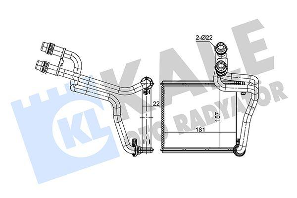 KALORIFER RADYATORU VOLKSWAGEN GOLF VI 09->/JETTA IV 10->1.2/1.4TSI 1.6 2.0TDI (BORULU) [BRAZING AL/AL] [157X181.4X22] - KALE RADYATOR - OEM 5C0819031