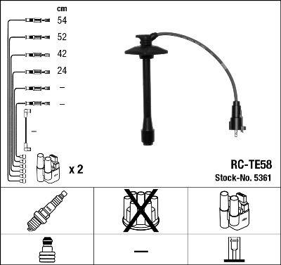 BUJİ KABLOSU TOYOTA AVENSIS 2.0L 3S-FE ST220 98-00 / CAMRY 2.0L 2.2L 3S-FE 5S-FE 96-00 (RC-TE58) - NGK - OEM 9091922386