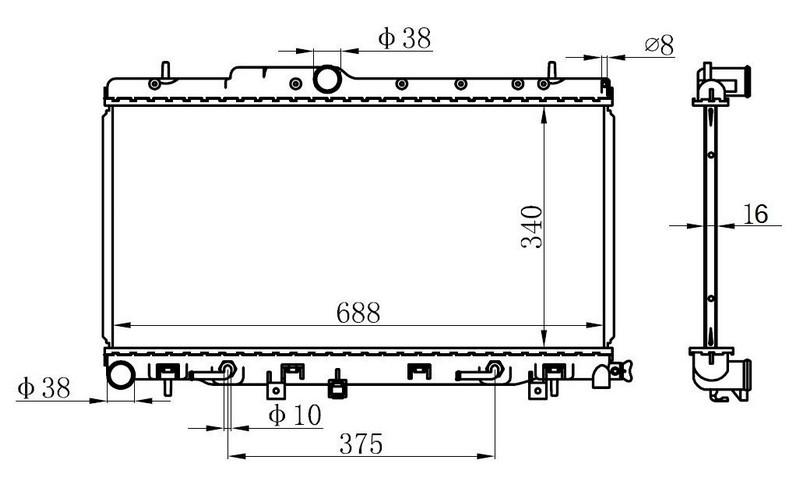RADYATOR BRAZİNG AT(340X688X16)SUBARU IMPREZA 2.0 02- - ORIS - OEM 45111