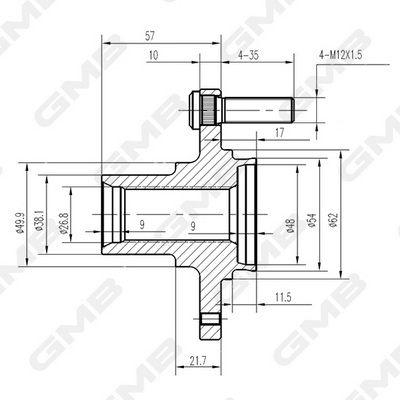 ÖN TEKER PORYASI (RULMANSIZ) HYUNDAI ACCENT MILENYUM ADMIRE ERA 01-10 / İ20 08-> / GETZ 02-09 / KIA PICANTO 04-> ABS`SİZ ARAÇLAR İÇİN - GMB - OEM 5175025001