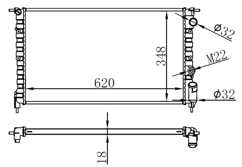 RADYATOR R21 44743 2.0I 89 ESPACE 91 63918 MT (620X348X18) - ORIS - OEM 7700795175