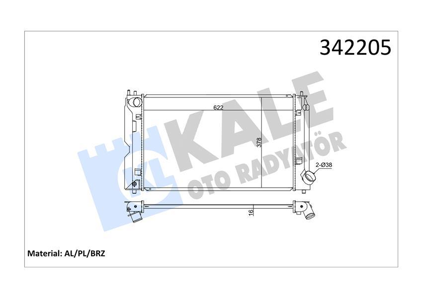 RADYATOR AVENSIS COROLLA VERSO 2.0 D-4D (92-08) (MT) AL PL BRZ - KALE - OEM 16400-0G020