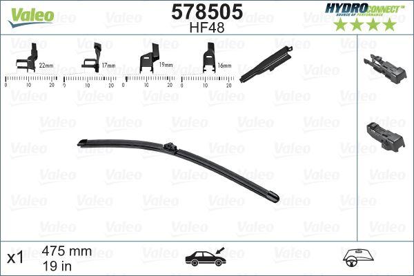 (x) SİLECEK SÜPÜRGESİ ÖN 48cm (X1) MUZ TİPİ (HydroConnect) (ÇOKLU BAĞLANTILI) (ÜNİVERSAL) (HF48) - VALEO - OEM 8D1955427