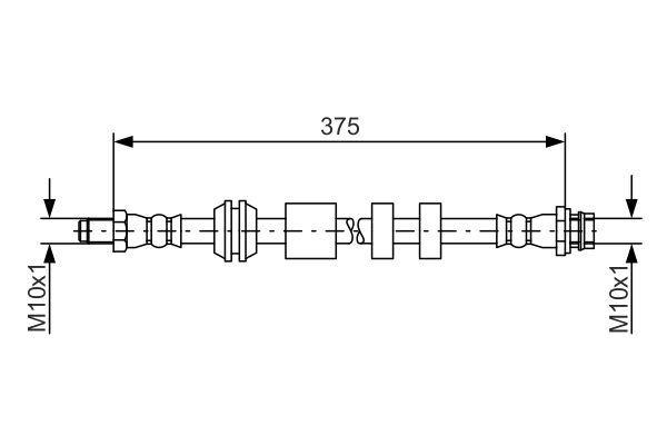 FREN HORTUMU ÖN SAĞ-SOL VOLVO S60-S80-XC70 06> (UZUNLUK: 375mm) - BOSCH - OEM 30683623-31305077-30793631