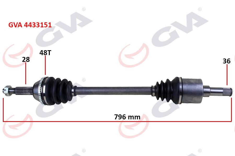 ON AKS SOL KOMPLE TRANSIT V347 V348 2.2TDCI 130PS 06 > O.CEKER UZUNLUK: 796MM) ABSLI 48 DIS - GVA - OEM 6C113B437DE