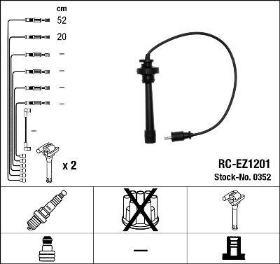 BUJİ KABLOSU MAZDA MPV MX-5 PREMACY - 2 kablolu (RC-EZ1201) - NGK - OEM FP8518140A
