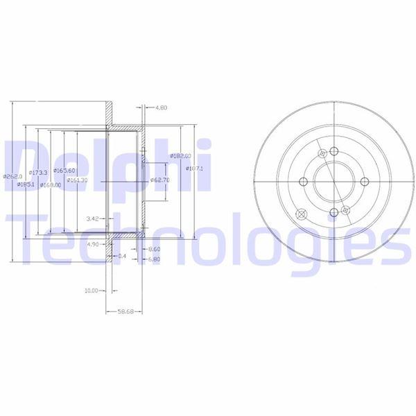 FREN DISKI ARKA (4D 262 MM) HYUNDAI ACCENT ERA 05- GETZ 02- I20 I30 08- - DELPHI - OEM DF4803