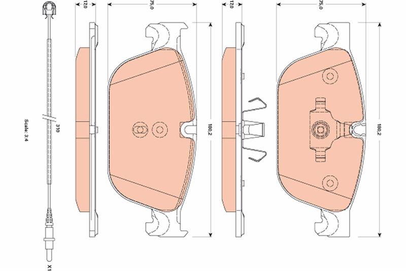 ÖN FREN BALATASI PEUGEOT P407 04>10 P508 10>18 C5 08>14 C6 09>12 DS5 09>15 (180mm) - TRW - OEM 4254.73
